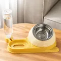 Automatischer Wasserspender und erhöhter Edelstahlnapf für Katzen in Gelb, 2-in-1 - 3-in-1 Schneckenstil Mit Edelstahlnapf / Gelb