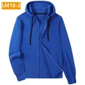 Bright blue polar fleece zip-up hoodie for men with drawstring hood and side pockets - Dark Blue