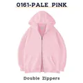 Zwaargewicht lichtroze hoodie met een uniek ontwerp met dubbele ritssluiting aan voorzijde - XS / Tops / Lotusroze