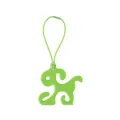 Bright green dog-shaped waste bag holder clip with elastic cord for pet walking leash - Apple Green