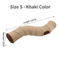 Premium foldable S-shaped cat tunnel toy in khaki color, length 132cm, for active pets - S-Shaped / Khaki