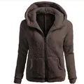 Cozy dark brown oversized fleece hooded jacket for women featuring a front zipper closure - 3XL / Tops / Coffee