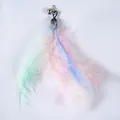 Bunter Feder-Ersatzkopf für Katzenspielzeug mit Glocke und Metallhaken-Aufsatz - Macaron-Farben-Kopf