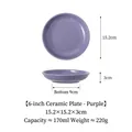 Assiette durable en céramique violette de 6 pouces pour chats et chiens, 170ml - Assiette 6 Pouces - Violet