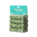 Biodegradable green dog poop bags with bone pattern in 4-roll pack packaging for pets - 16 Rolls (Green / Header Card Pack)