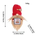 Handmade harvest festival gnome with red knit hat holding a floral sign decoration - Red Hat
