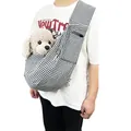 Large capacity Japanese style checkered pet sling carrier for small cats and dogs - Black 3-Grid (with Phone Pocket)