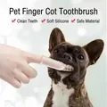 Detailed view of a soft silicone finger toothbrush cleaning a pet dog's teeth effectively - Finger Toothbrush (5.5cm)