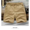 Short cargo décontracté pour hommes en kaki avec taille élastique et style délavé - Kaki Foncé