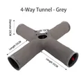 Grey suede 4-way foldable cat tunnel toy with dimensions 55cm and hanging ball - 4-Way / Gray