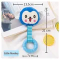 Blue monkey plush dog chew toy with durable TPR teething ring for small sized pets - Monkey (20230518mrwj) / Blue