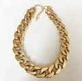 Detailed view of polished thick chunky gold link chain pet collar for French Bulldogs - S / Gold
