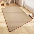 Durable natural sisal cat scratching mat for indoor pet floor protection and claw care - S (60x40cm) / Coffee Sisal Look