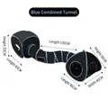 Suede cat tunnel play set in black and blue, featuring foldable tubes and tents - Blue Black Combo