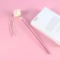 Fairy Katzenangel mit pastellfarbenen Pompons, Quasten und Glocke auf rosa Glitzerstab - Rosa