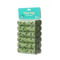 Eco-friendly green biodegradable dog poop bags set with 15 rolls and bone pattern design - 24 Rolls (Green / Header Card Pack)