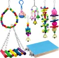 Colorful 8-piece parrot toy set with swing ladder and bell chew toys - 8-Piece Set (Style 1)