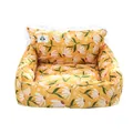 Gezellig geel huisdierbed met madeliefjespatroon en elegante kanten rand voor honden - Backrest Sofa Bed / 50x45cm / Geel Madeliefje