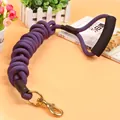 Durable blue and red braided climbing rope dog leash with brass hook and soft foam handle - 8mm*1.8m / Dark Blue
