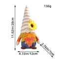 Harvest festival gnome plush doll with maple leaves and sunflower 28cm height - E3-31 / White Striped