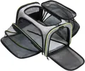 Grey and lime green expandable pet carrier bag with breathable mesh and large space. - Double-Sided Expandable - Green