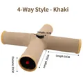 Foldable 4-way khaki faux suede cat tunnel with dimension lines and hanging ball toy - 4-Way / Khaki