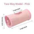 Pink collapsible suede cat tunnel toy with dimensions 50x25cm and hanging play ball - 2-Way Style / Pink
