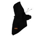 Comfortable black pet hooded sweatshirt for small dogs with a leather fashion tag. - S / Black
