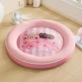 Rundes rosa Haustierbett mit süßem Katzenmotiv für Hunde und Katzen im Sommer - XL (75x75) / Rosa Katze