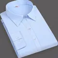 Elegant women's slim fit long sleeve shirt in light blue with a classic V-neck design - 38 / V-neck Top (V68-12) / Long Sleeve / Light Blue