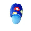 Squeaky blue plush slipper pet toy with colorful heart patterns for small and medium dogs - Blue Heart Pattern Plush Slipper