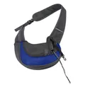 Breathable blue mesh pet sling carrier for cats and small dogs with adjustable strap - S / Blue