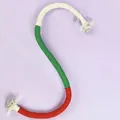 Durable S-shaped tricolor cotton rope cat toy for dental cleaning and interactive chewing - Economy / 50cm (Without Catnip) / Red and Green