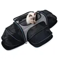 Expandable gray pet carrier bag with breathable mesh for cats and small dogs - Four-Sided Expandable - Blue