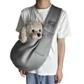 Breathable mesh pet sling carrier for small dogs and cats in grey color for outdoor - Gray