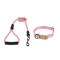 Durable pink patterned pet leash and collar set with a soft handle for small dogs - Collar and Leash Set (EPT-5551) / 12mm Width (Suitable for 30-50 lbs) / Pink