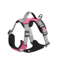 Macro view of adjustable pink dog harness with heavy-duty safety lock buckle - M / Harness Only / Rose Red