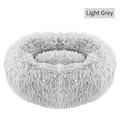 Lit apaisant rond en peluche longue pour chats et chiens en couleur gris clair - Diamètre 40CM / Gris clair
