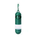 Portable green pet waste bag dispenser and hand sanitizer storage with carabiner - Green (Blister Card Packaging + 0.8 Mil PE Trash Bag)