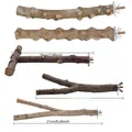 Natural wood bird perches in various shapes with dimensions 18cm and 21cm. - Five-Piece Set