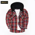 Red and blue plaid long sleeve hooded shirt for men with black hood and chest pockets - 3XL / Tops / Scarlet
