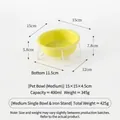 Bol pour animaux en céramique jaune avec support en métal blanc, capacité de 400 ml - Bol Moyen Avec Support Simple / Vert Fruit