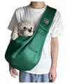 Breathable green mesh pet sling carrier for small dogs and cats, summer outdoor travel bag - Antique Green
