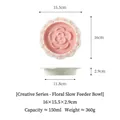 Ciotola anti-ingozzamento in ceramica rosa per animali, 150 ml e 16 cm di diametro - Piatto Slow Feeder Fiore Griglia / Piatto Singolo / Rosa