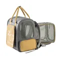 Expandable grey and yellow pet backpack with mesh windows for cats and small dogs - 40*37*26 / Dark Gray + Khaki