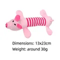 Detail of striped pig squeaky plush dog toy showing dimensions and weight - Striped Pig / 23x13cm (Approx. 30g) / Pink