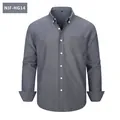 Premium men's long sleeve Oxford cotton shirt in dark grey with a button-down collar - S / Tops / Dark Grey (NJF-HG14)