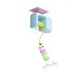 Automatic electric cat teaser toy with colorful plush worm and feathers hanging - Blue Set / Blue