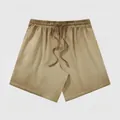American vintage gradient faded cotton sweat shorts with elastic drawstring waist - S / Bottoms / Gradient Khaki