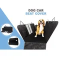 Waterproof dog car seat cover with mesh window, includes two straps and a blanket - Double Lattice Black (With Fleece Mat)